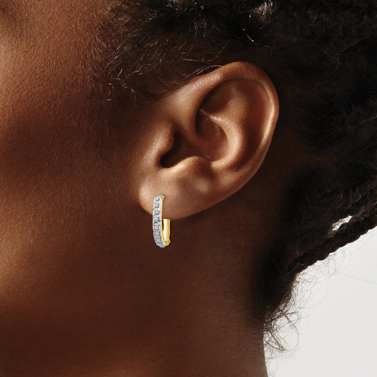 14K Yellow Gold Diamond Hinged Hoop Earrings U3500
