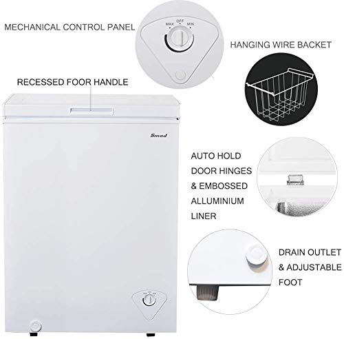 White 10 Cu.Ft Chest Freezer with 3 Removable Basket and Lock C661