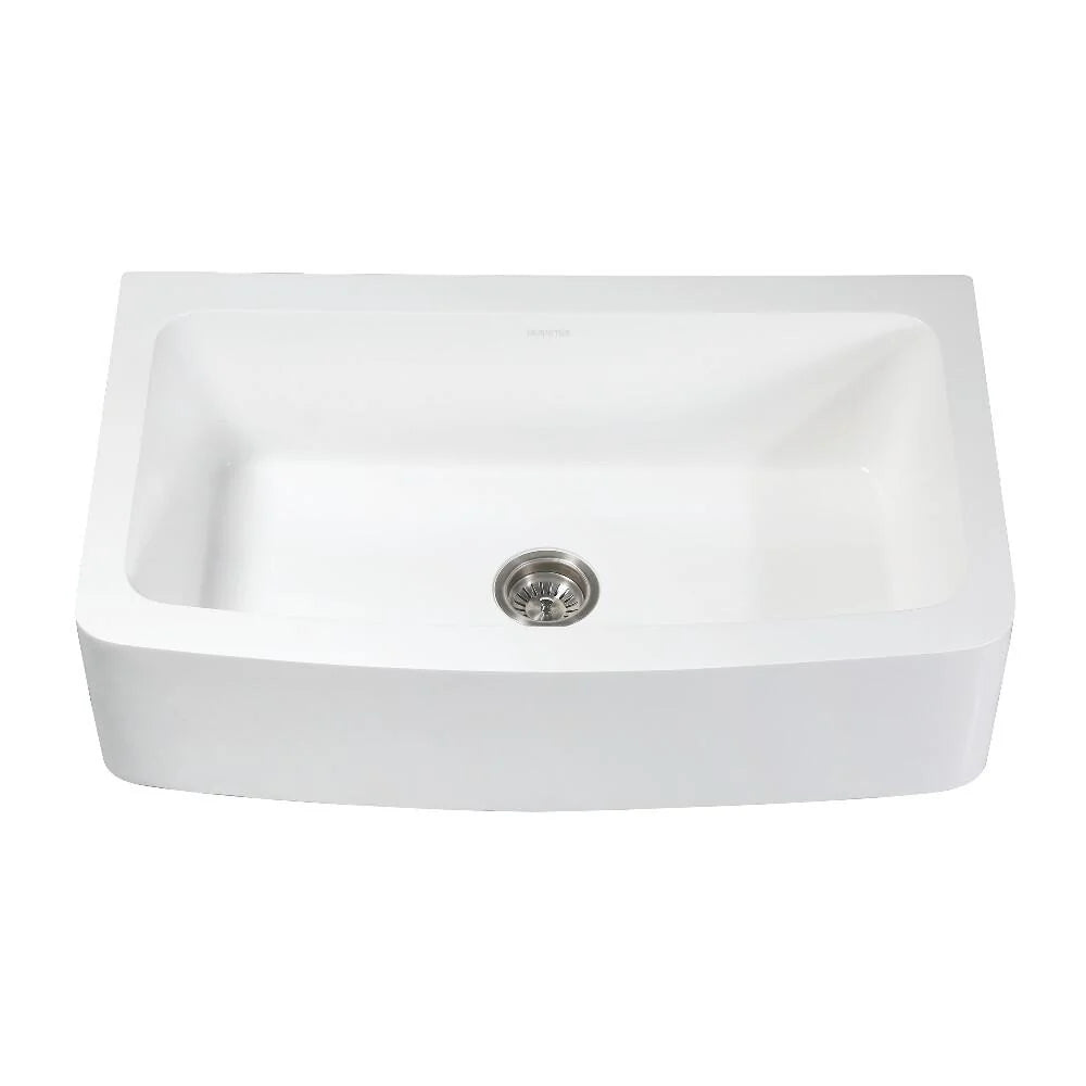 36 In. Farmhouse Single Bowl Kitchen Sink, Matte White W110395