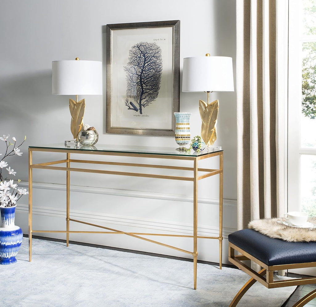 Antique Gold Glass Console Table L9473
