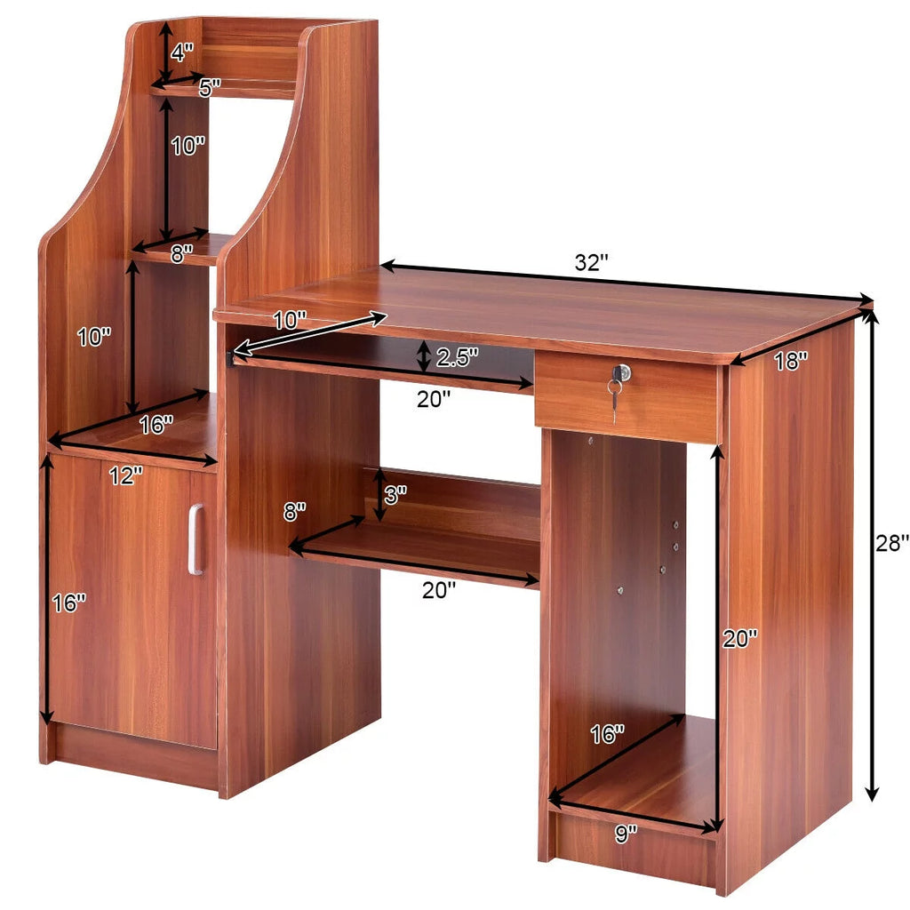 Computer Study Desk with Bookshelf U849827