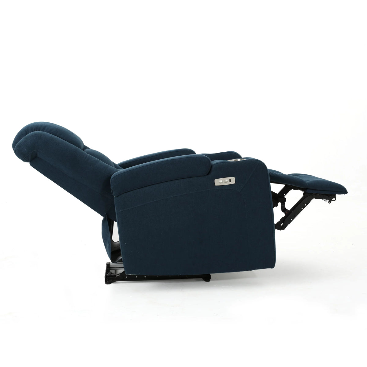 Navy Blue Tufted Fabric Power Recliner L8142