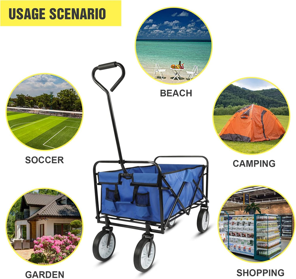 Blue Collapsible Folding Wagon Cart with Wheels K42129