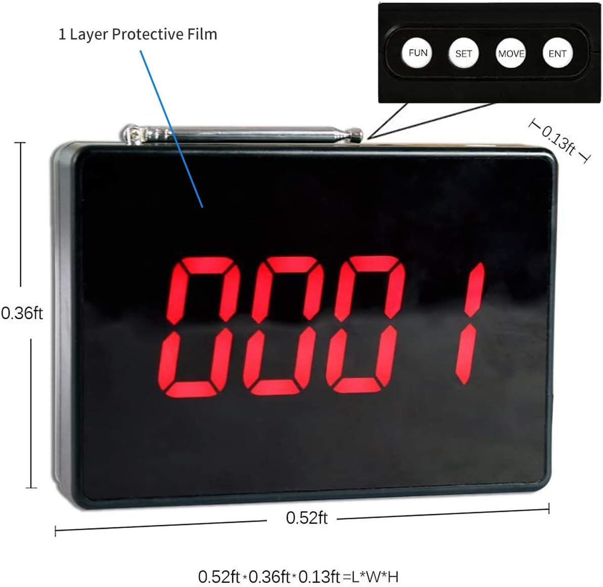 Wireless Calling System with 10 Waterproof Call Buttons and Display Receiver Y896947