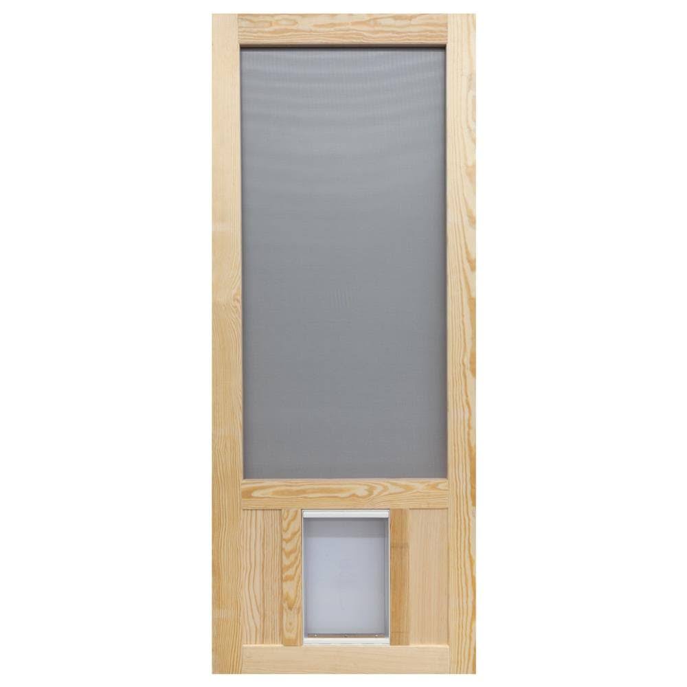 Wood Fiberglass Frame Hinged Pet Door Screen Door P51086