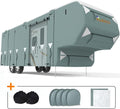 5th Wheel RV Cover with 2Pcs Extra Straps & 4 Tire Covers B29538