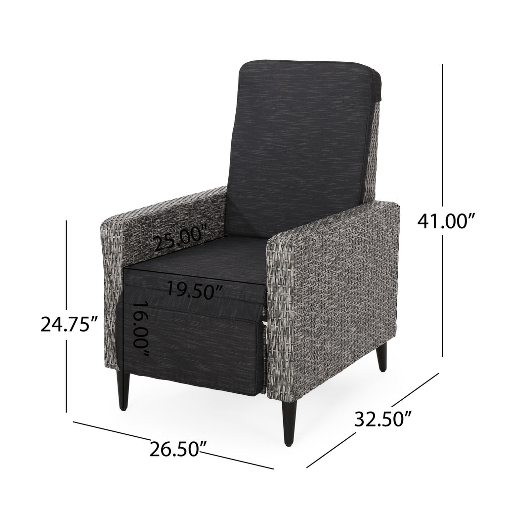 Set of 2 Wicker Outdoor Recliner with Cushion T3327