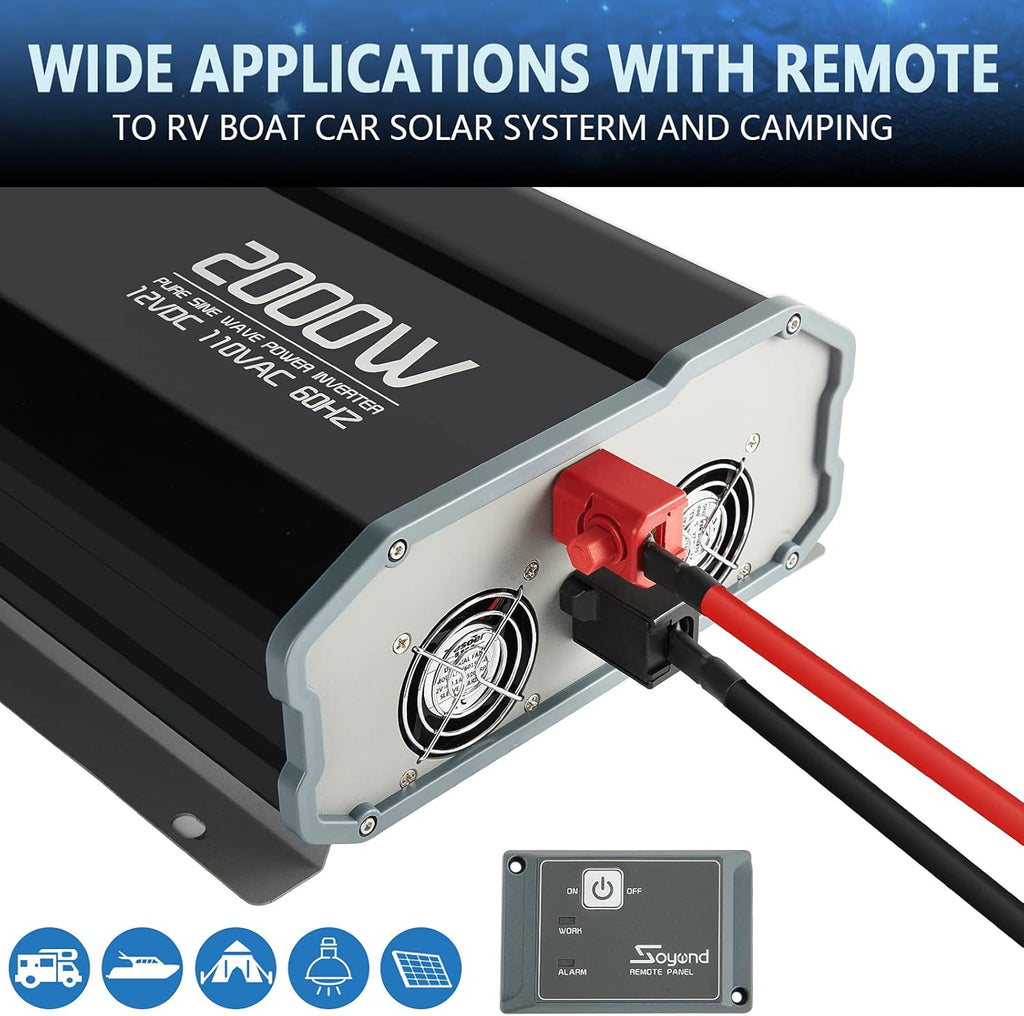 Pure Sine Wave 2000 Watt Power Inverter with Remote Controller L24626