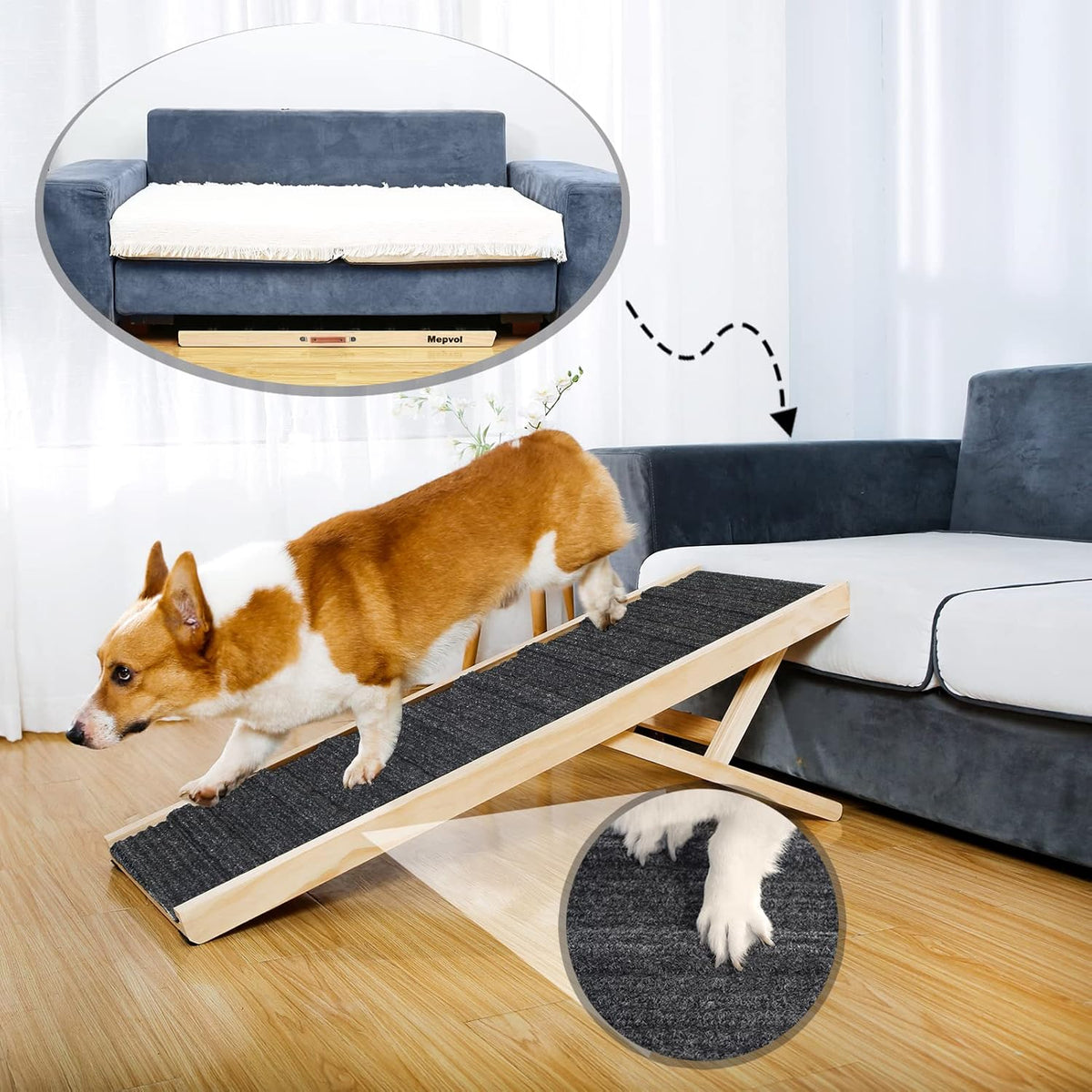 43.5" Long Wooden Pet Ramp with 8 Steps S869