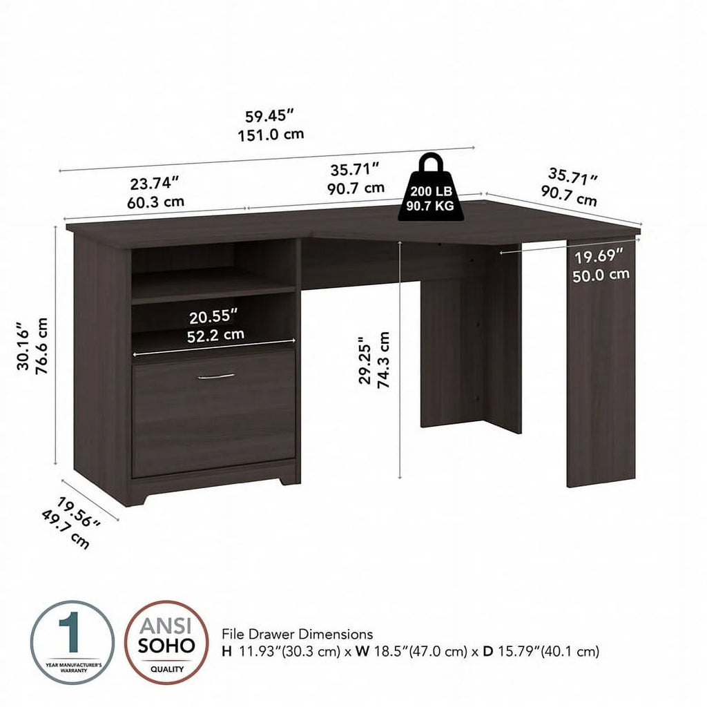 Heather Gray Engineered Wood Corner Desk R765232