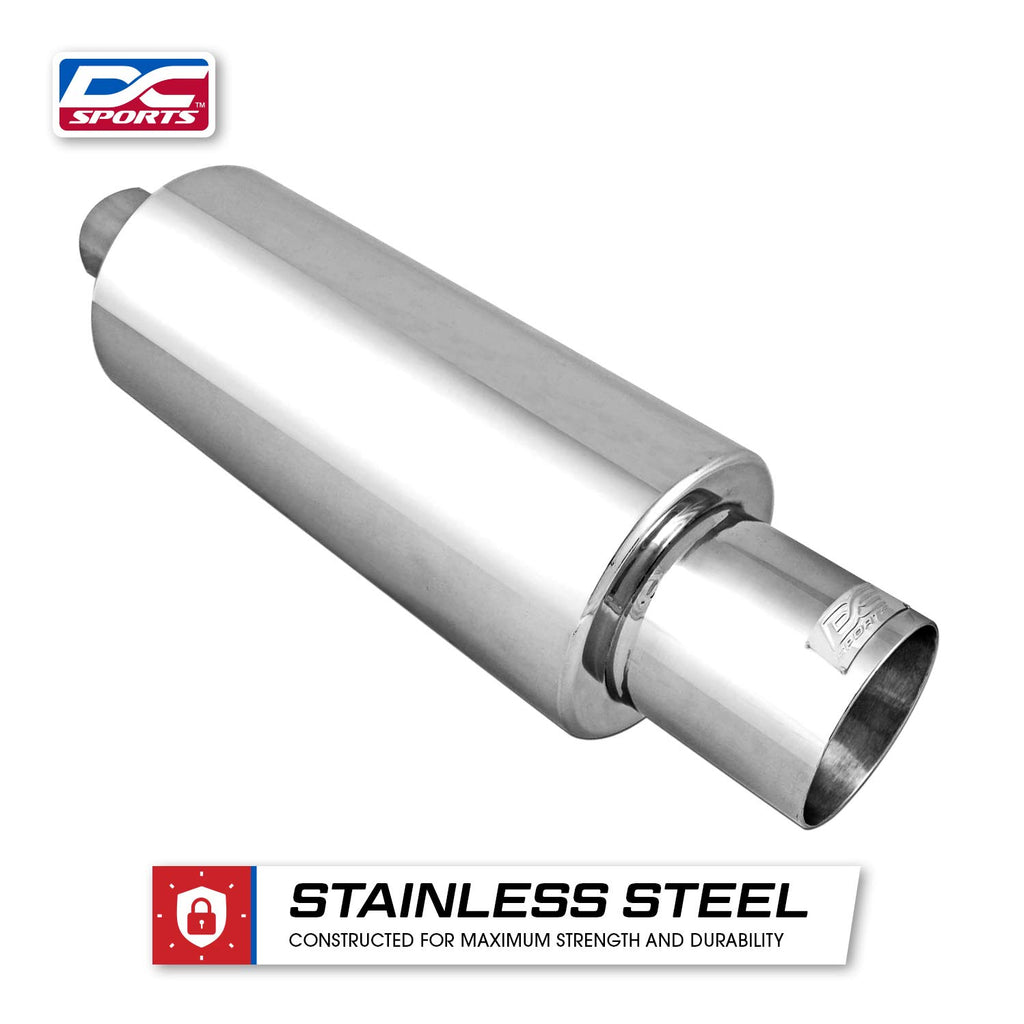 Polished Stainless Steel Performance Bolt-On Exhaust Muffler with Clamps and Adapters N225