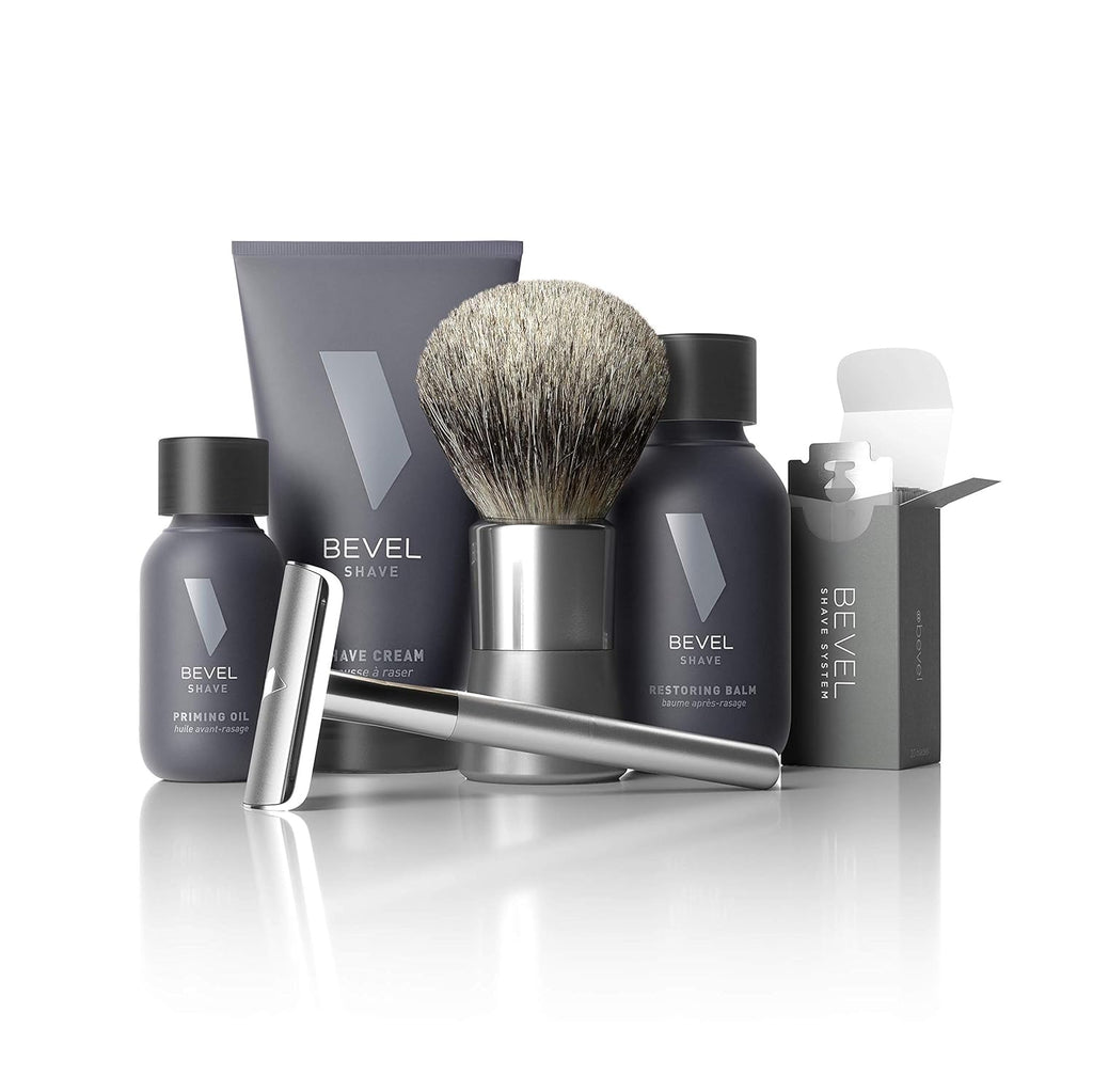 Shaving Kit with Safety Razor, Shaving Brush, Shave Creams, Oil, Balm and 20 Blades Q705682
