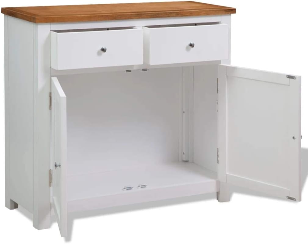 Oak Top Wooden Buffet Sideboard Storage Cabinet with 2 Drawers R397