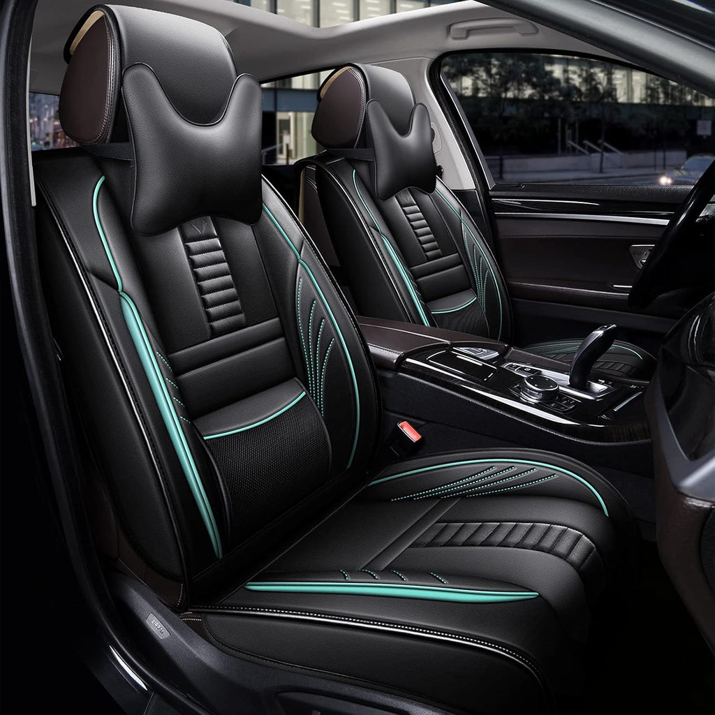 Grey Leather Car Seat Cover 2 Pcs Y780190