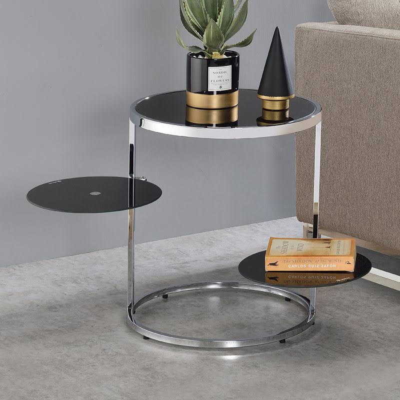 Black & Chrome Finish Side Table A686607