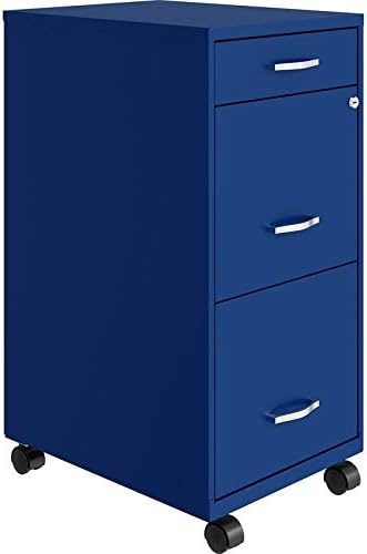 3 Drawer Metal Mobile File Cabinet with Lock, Letter Size, Silver F139