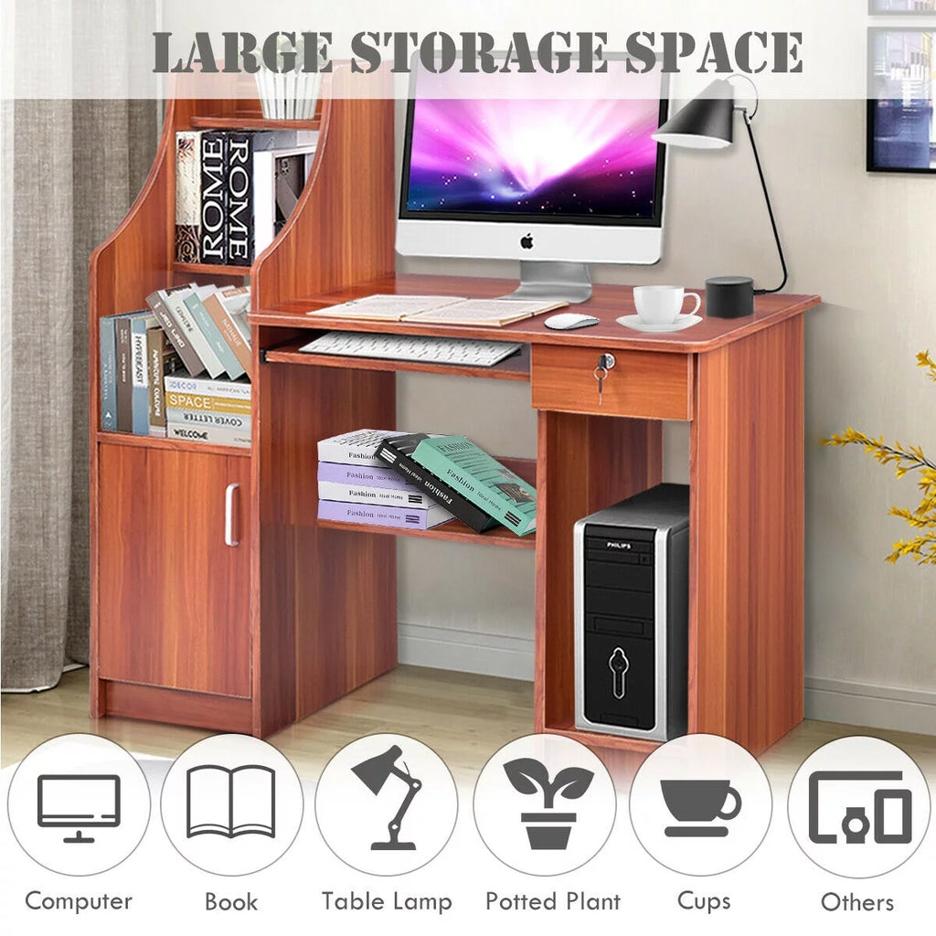 Computer Study Desk with Bookshelf U849827