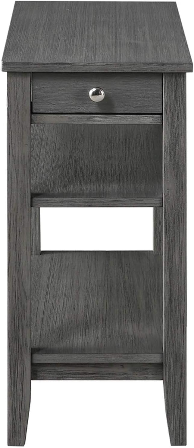 Three Tier End Table with Drawer, Dark Gray J6902