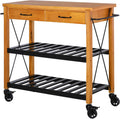 Kitchen Island Cart with 2 Drawers and Open Storage Shelves Z76854