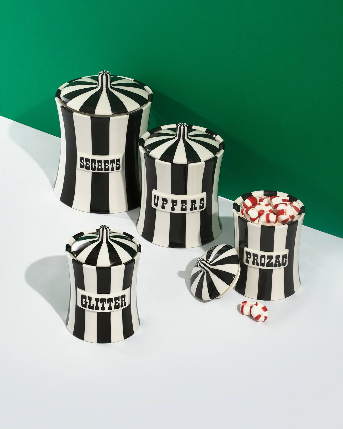 Black/White Glitter Canister O507