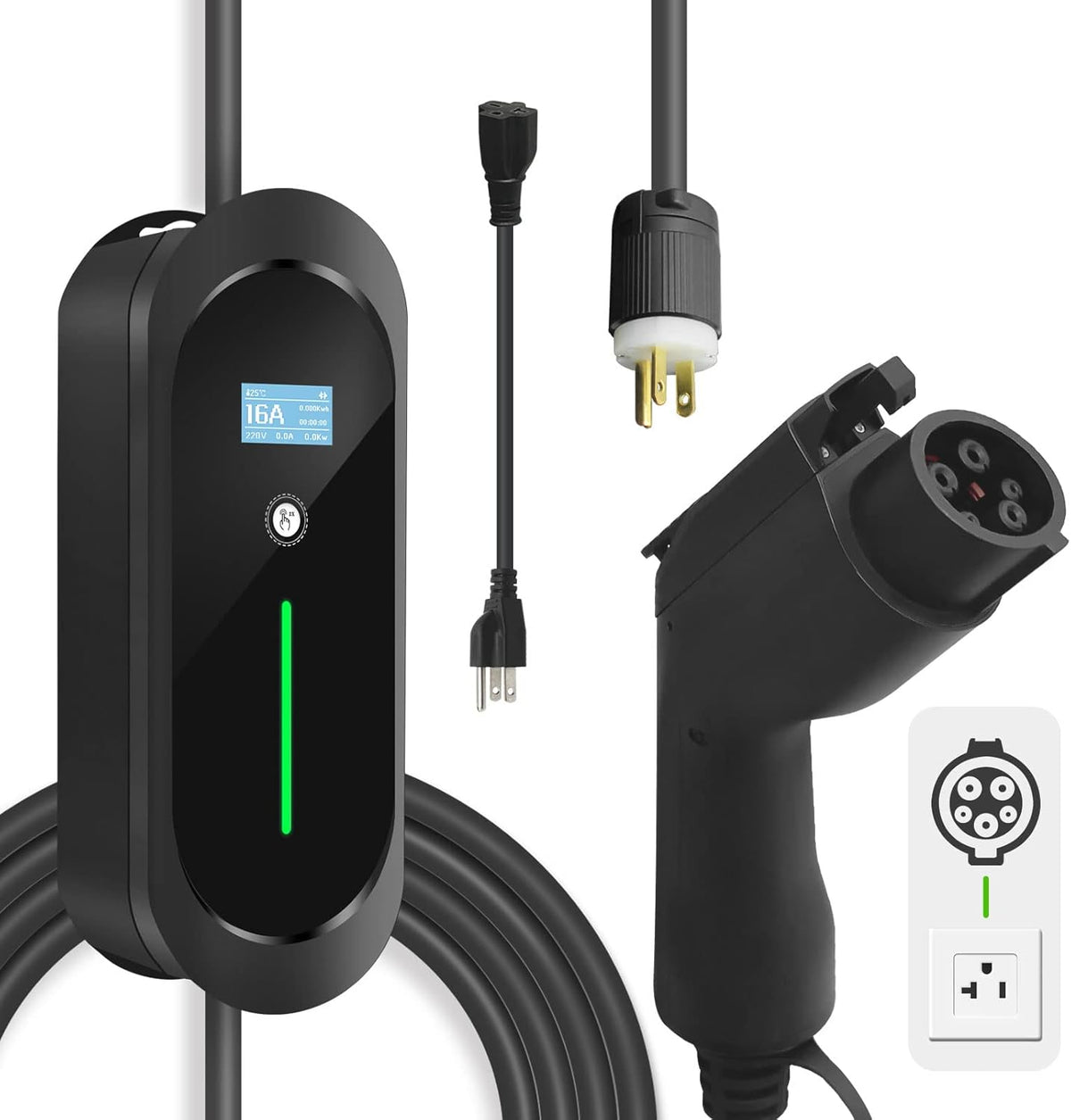 Portable EV Charger with NEMA 6-20 Plug and NEMA 5-15 Adapter S126012