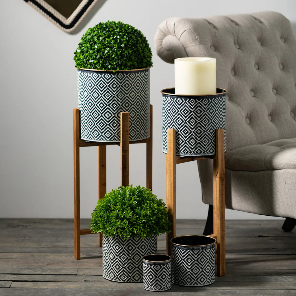 Geometric Motif Metal Planter Set of 3, Multicolored U26234