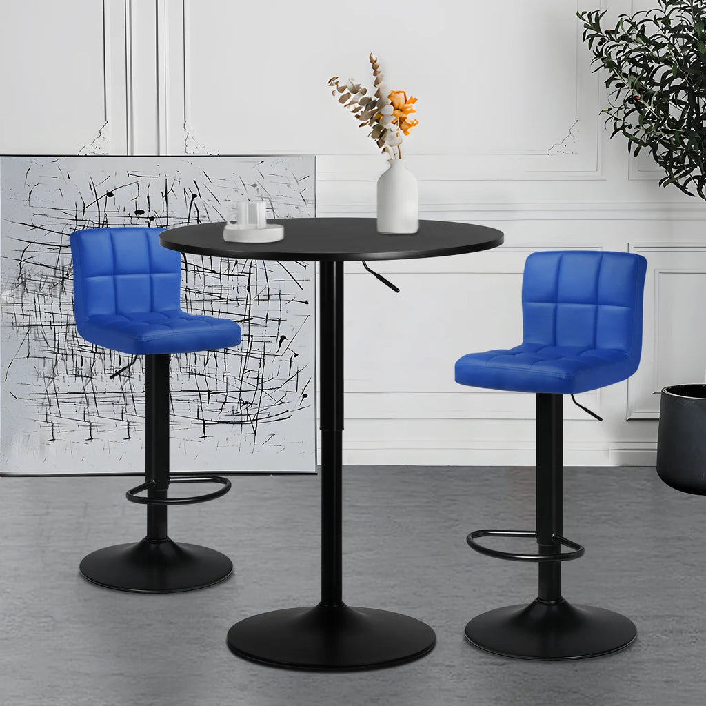Blue/Black 3 Piece Bar Table and PU Leather Bar Stools F31714