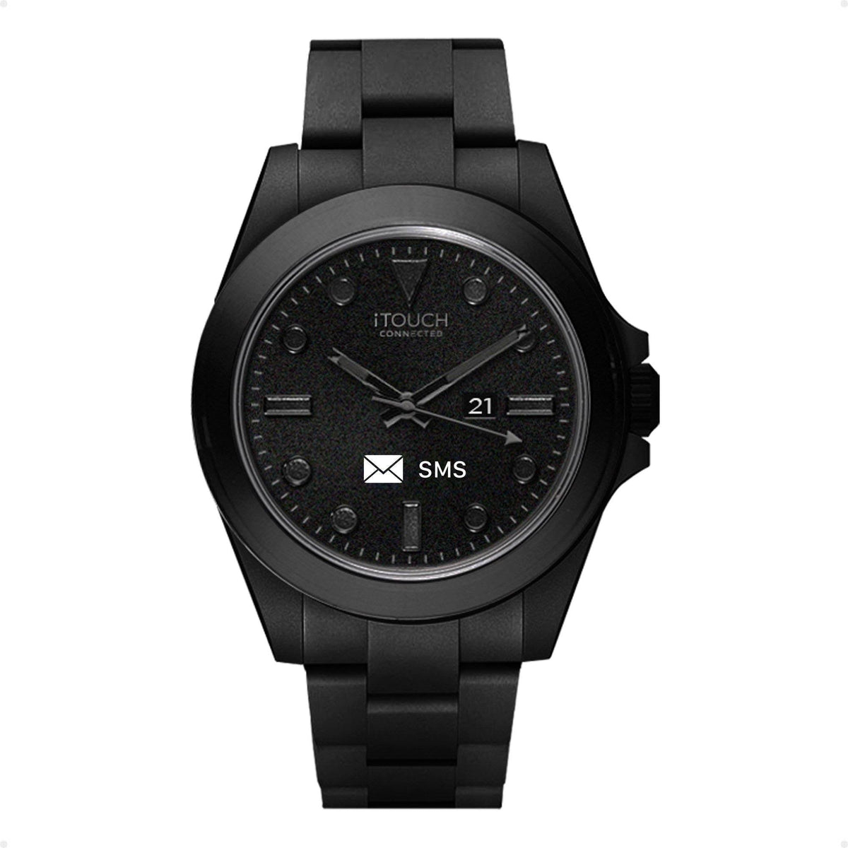 Black Hybrid Smartwatch Fitness Tracker with Black Acrylic Strap P41226