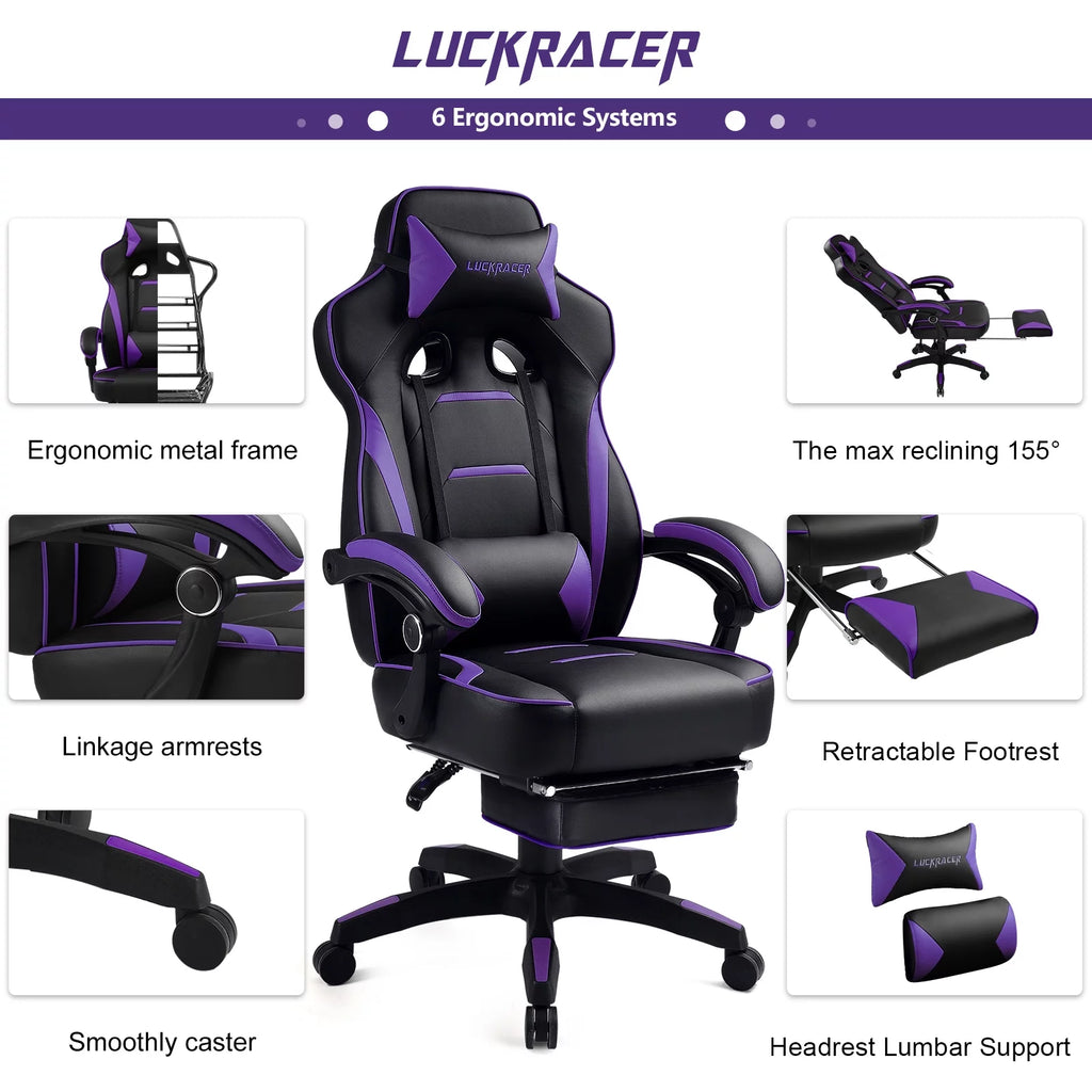 Purple Ergonomic Swivel Gaming Chair G527