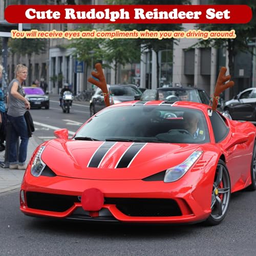 Car Reindeer Antler Kit Nose and Tail Christmas Decoration Set T56821