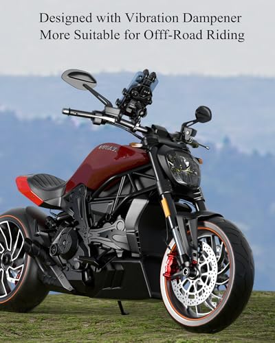 Motorcycle Phone Holder with Vibration Dampener, Adjustable Handlebar Cradle Fit 5.4''-7.2'' Smartphone R4746