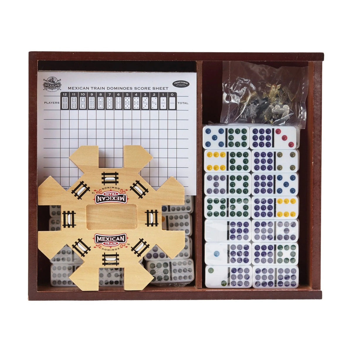 Mexican Train Domino Set in Wooden Collector Box V471