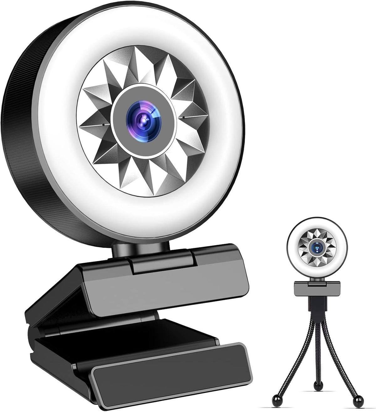 1080P Webcam with Microphone and Tripod with Ring Light Y84306