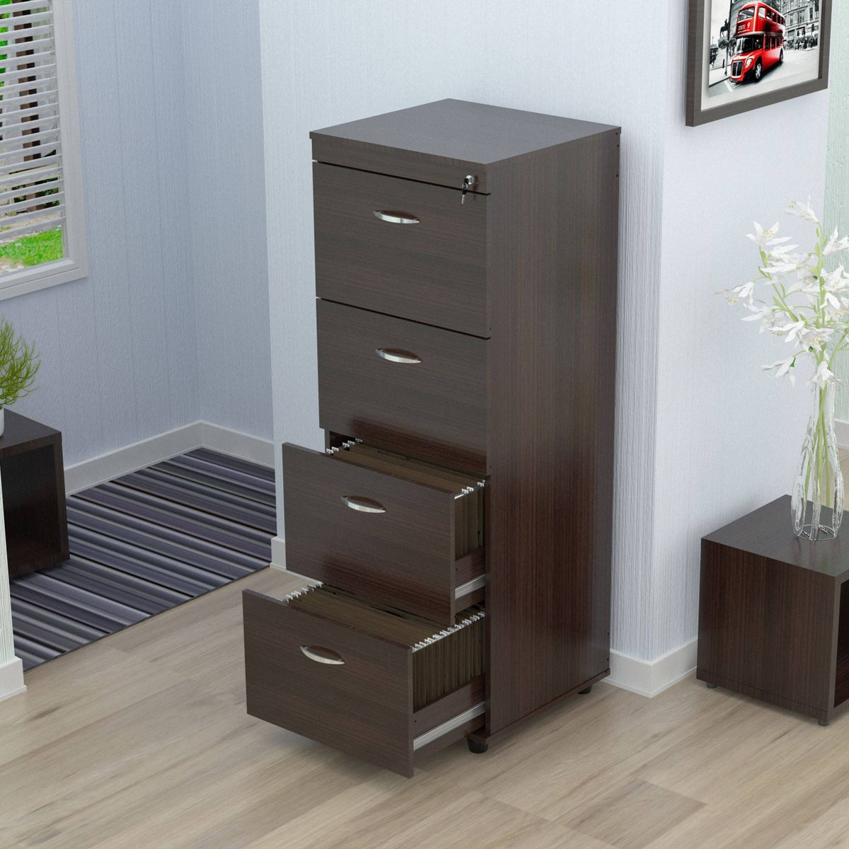4-Drawer Espresso File Cabinet S78405