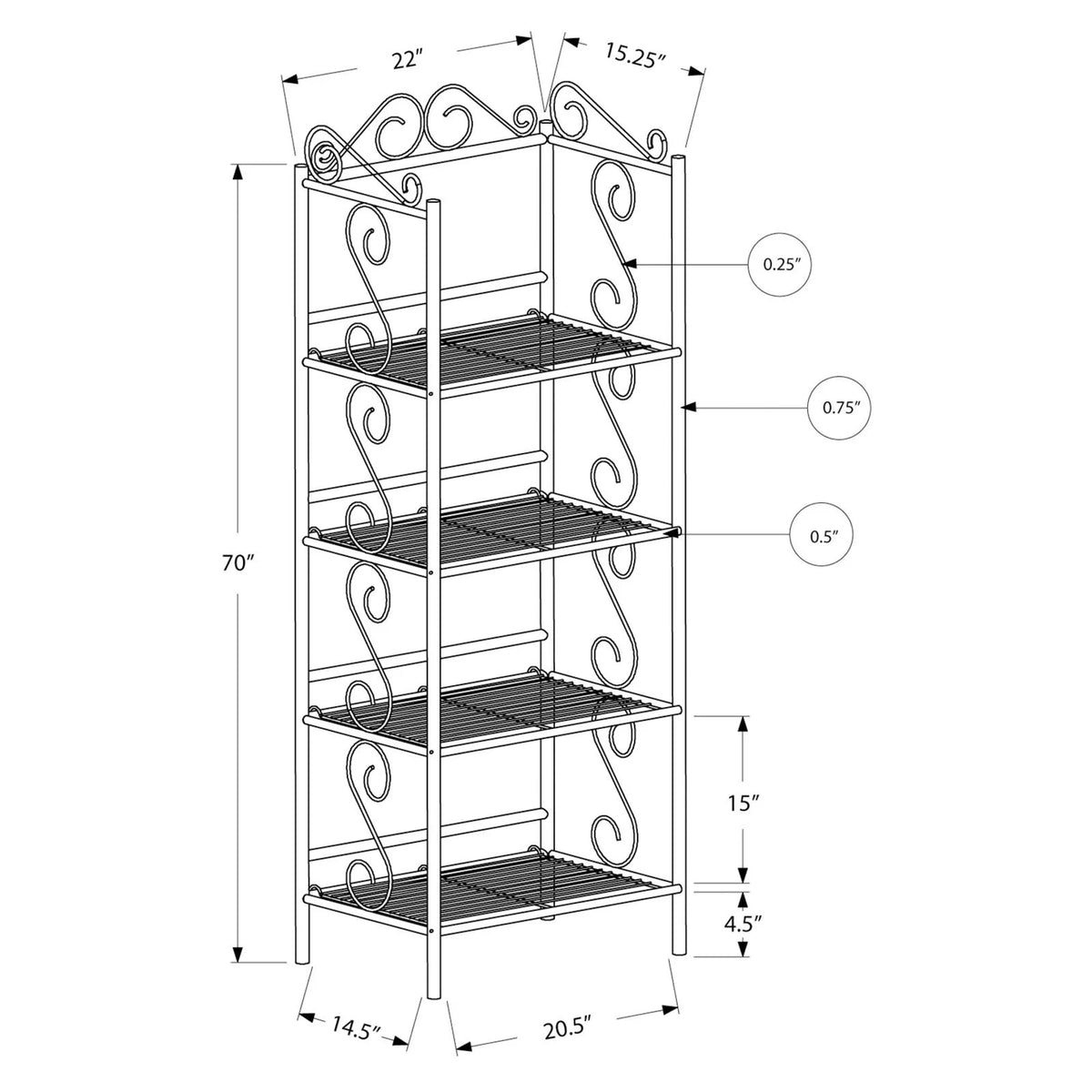 70"H Copper Metal Etagere Bookcase U21869