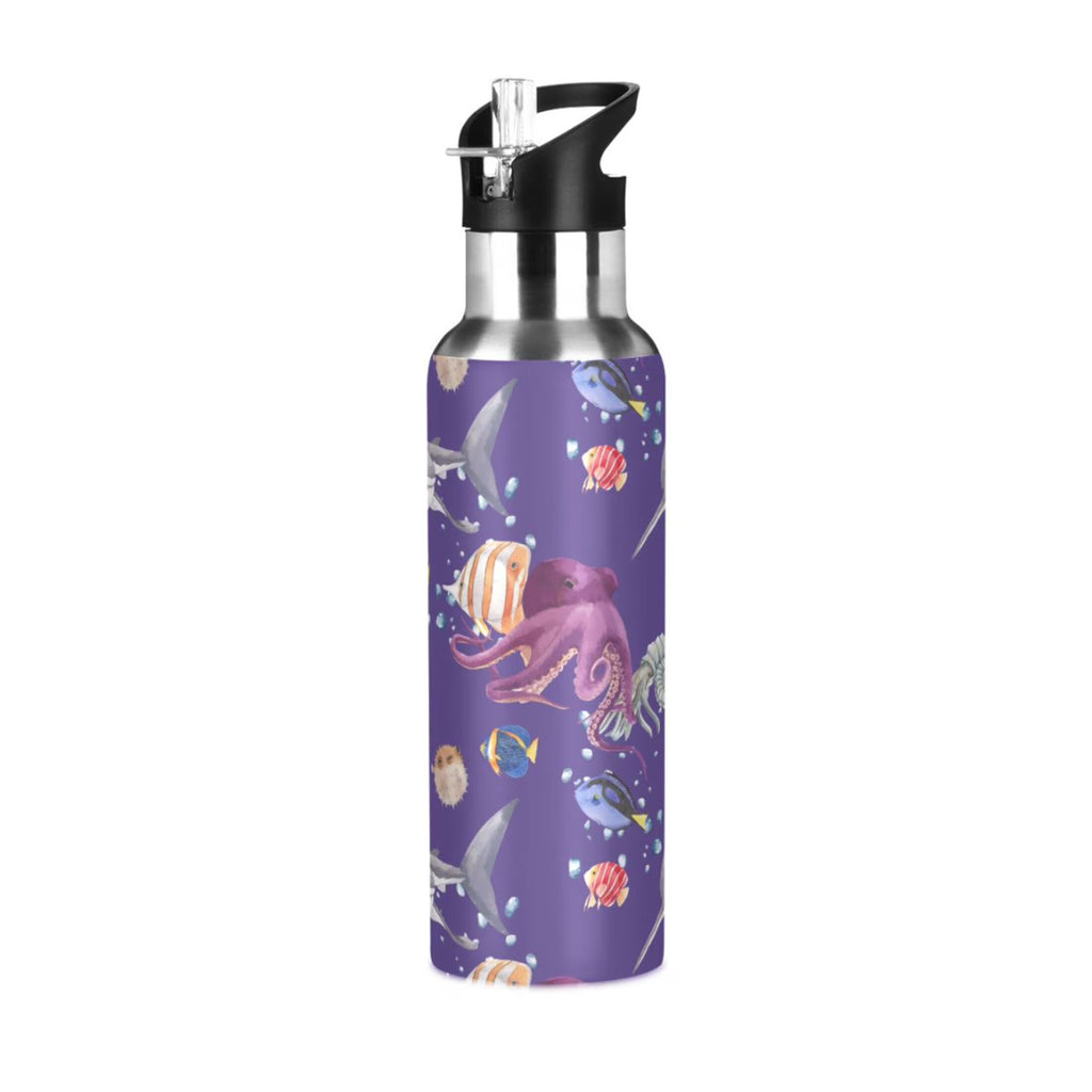 20 OZ Stainless Steel Vacuum Insulated Water Bottle with Straw Lid P54930