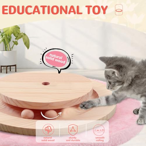 45'' Tall Sisal Rope Cat Scratching Post with Interactive Ball Toys (pink) M489
