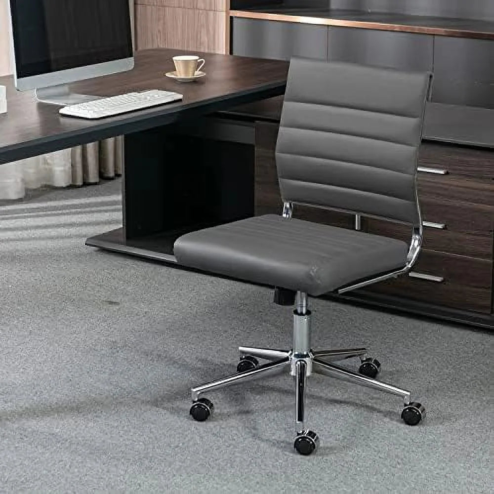 Armless Leather Swivel Office Chair X619