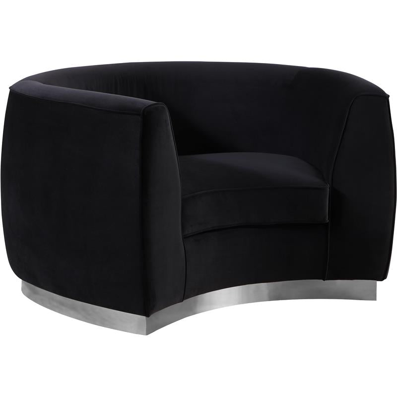3-Piece Set with Accent Chair Chaise & Loveseat in Black and Chrome L135