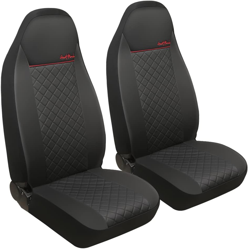 Black Faux Leather Front Seat Covers Pack of 2 L873