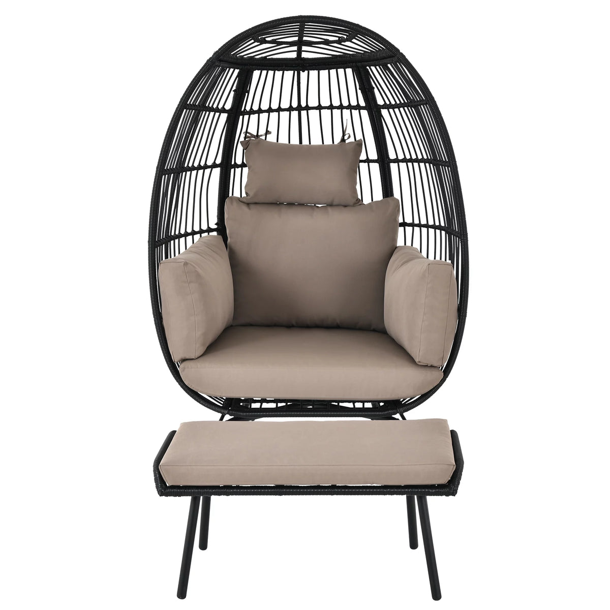Wicker Egg Chair with Ottoman, Stand, Cushions X950664
