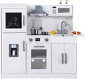 White Wooden Kids Kitchen Playset with 20 PCS Cookware Accessories Y39297