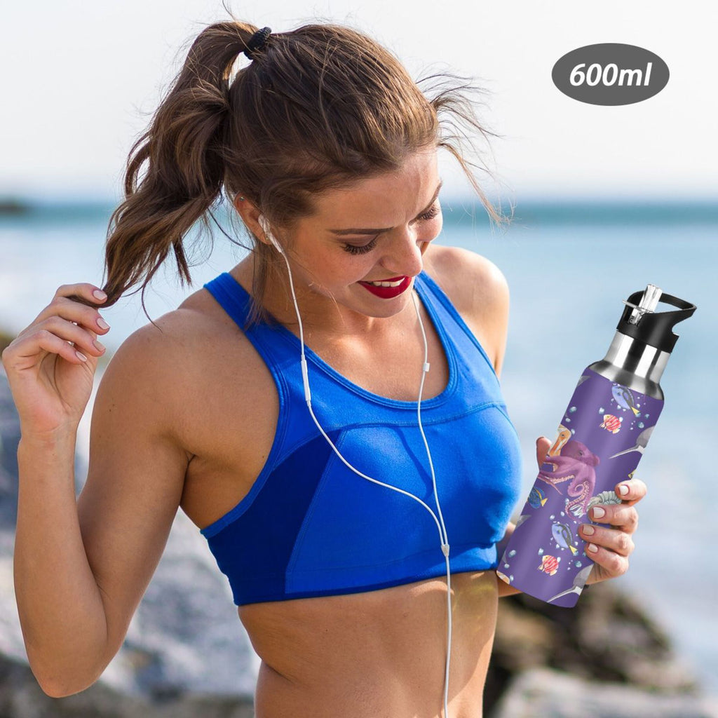 20 OZ Stainless Steel Vacuum Insulated Water Bottle with Straw Lid P54930