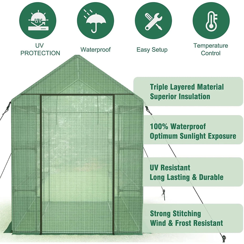 8 FT Pop-up Walk-in Greenhouse with Shelves R340