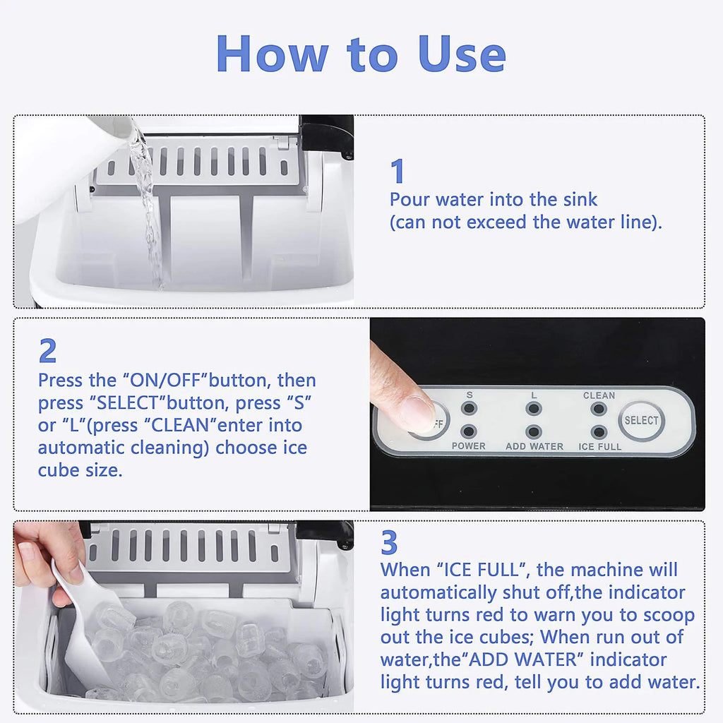 Portable Countertop Ice Maker with 2 Ice Cube Sizes B21688