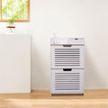 White 2 Flip Drawers Shoe Cabinet T399324