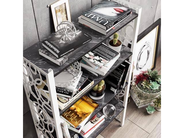 White Metal Wood Bookcase R3051