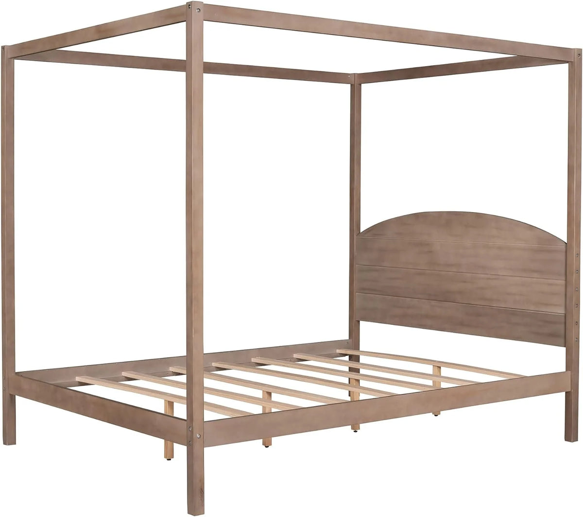 Brown Wash Queen Size 4-Post Canopy Bed Frame B6640