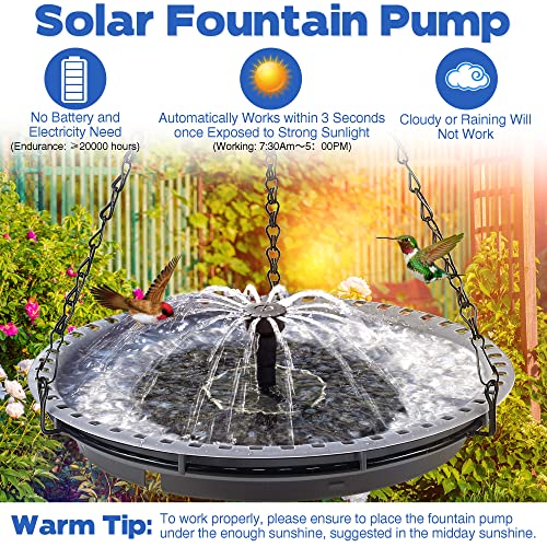 Solar Powered Bird Bath Fountain with 4 Water Spray P337