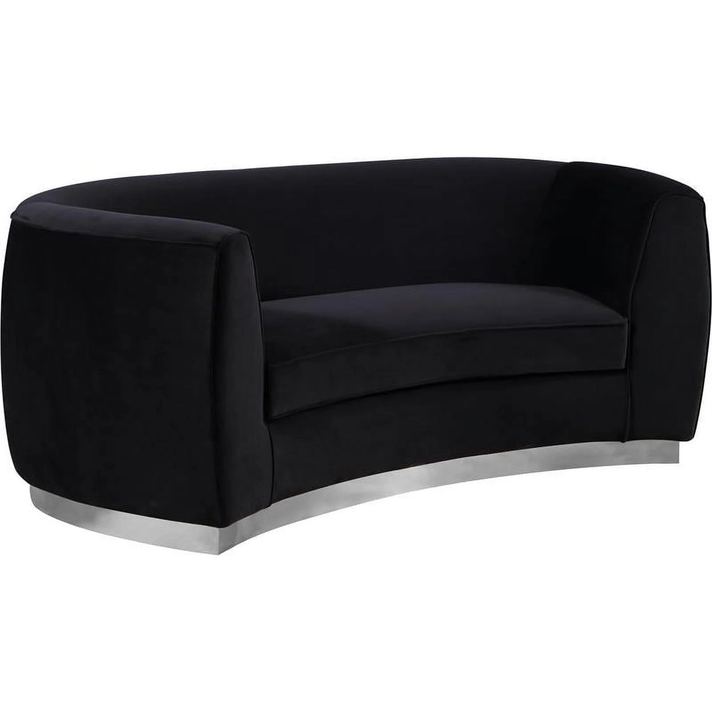 3-Piece Set with Accent Chair Chaise & Loveseat in Black and Chrome L135